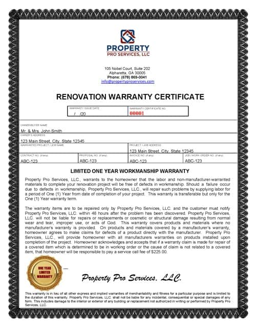 Limited One Year Warranty Certificate